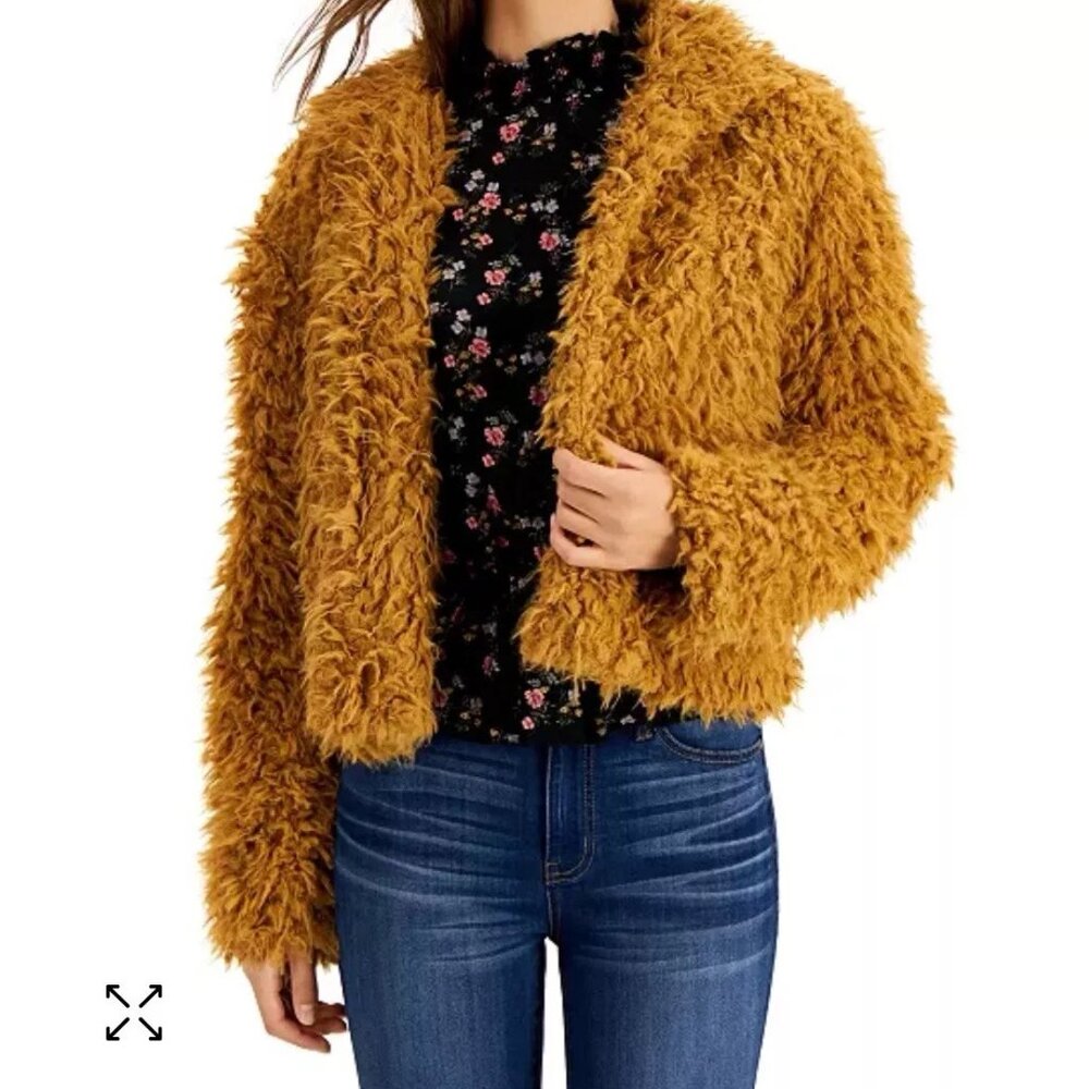 NEW Self Esteem Brown Faux Fur Jacket Women’s Large NWT